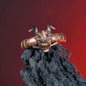 EXCLUSIVE Custom Oni Mask Ring, Handmade Sterling Silver 950/Gold, Valorant Oni Skin Ring, Samurai Mask Jewelry, Unisex Oni Jewelry