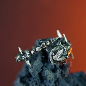 EXCLUSIVE Handmade Steelix Pokemon Ring, Custom 950 Silver Ring for Pokemon Fans, Steelix Collectors Jewelry