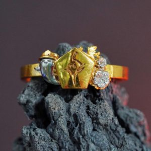 EXCLUSIVE Hu Tao Custom Ring, Genshin Impact Handmade Sterling Silver 950/Gold, Boo Tao Pattern Women’s Signet Ring, Genshin Jewelry