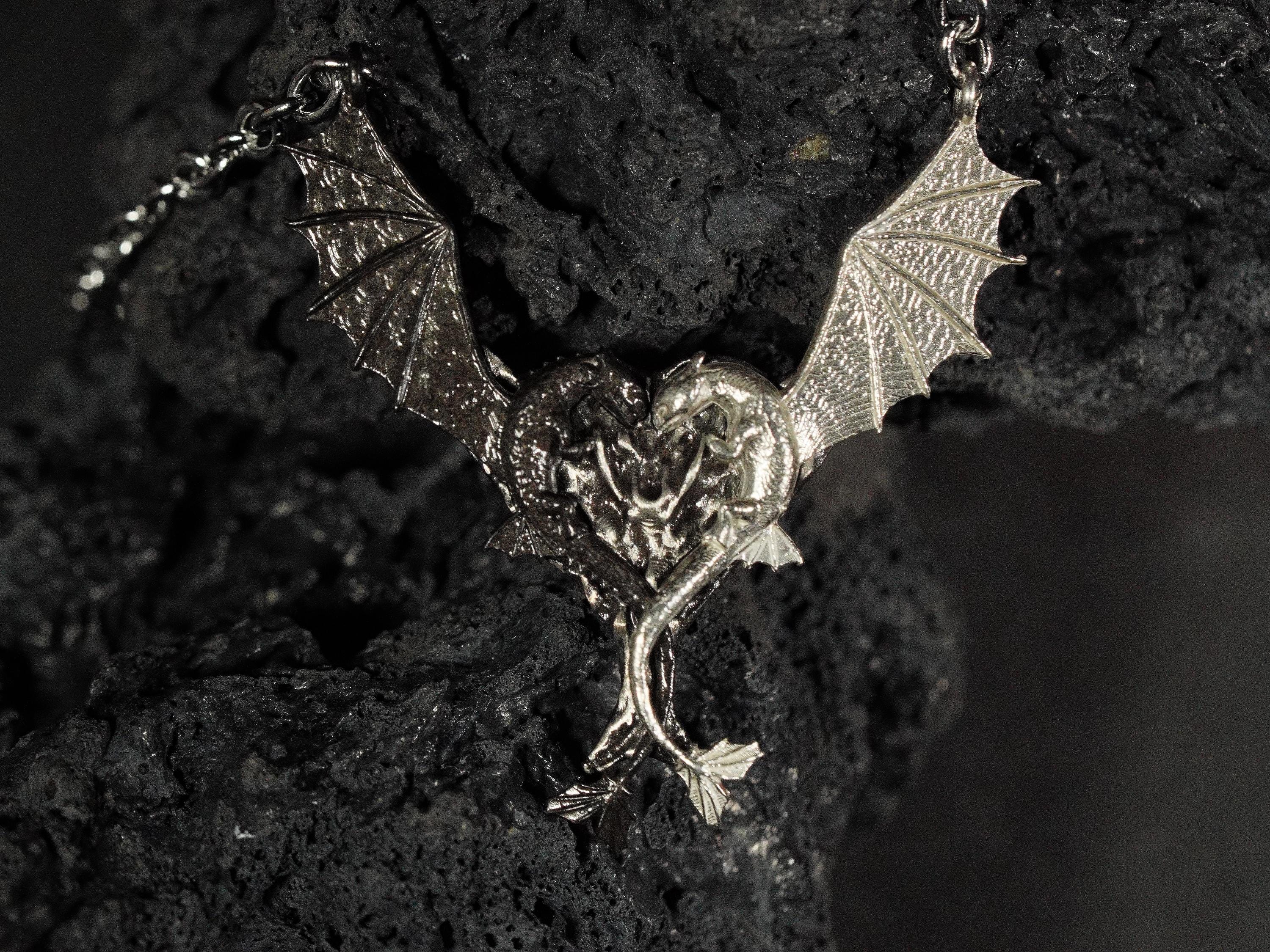 EXCLUSIVE Dragon Lovers Necklace, Toothless & Light Fury Pendant, How to Train Your Dragon Inspired Jewelry, Sterling Silver 950 Gift