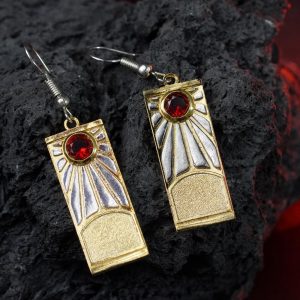 PREMIUM Handmade Demon Slayer Hanafuda Earrings, Tanjiro-Inspired Rising Sun Jewelry, Gold/Silver Anime Cosplay Gift for Fans & Collectors