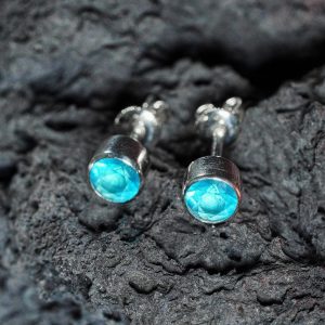 Waylay Valorant Earrings - Handmade Silver 950 Studs with Blue Gemstone, Waylay Valorant Cosplay, Silver Gamer Jewelry, Jewelry Gift for Him