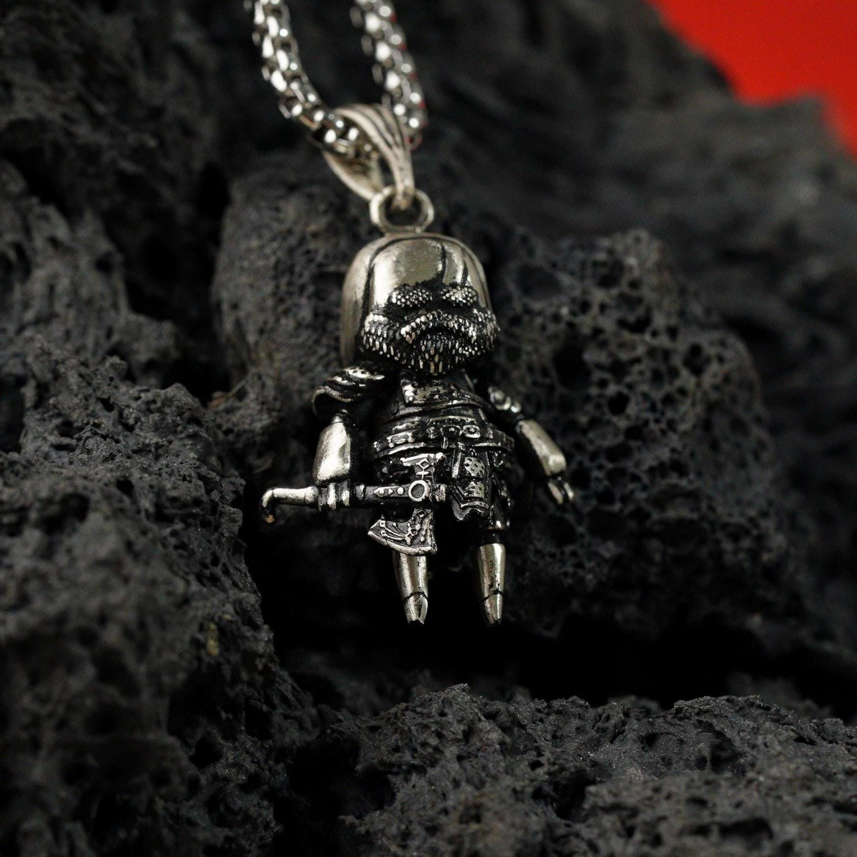 PREMIUM As.tro Bot K.ra.tos Go.d of War Necklace, Handmade 950 Silver Gaming Pendant,Gift for Gamers, Sony PS5 Fans and Collectors of Gaming