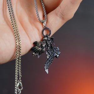 Exclusive Fin.e C.rucible Feath.er Fanmade Eld.en Ring, Handmade 950 Silver Pendant, Inspired by Eld.en Ring Talisman Items and Characters