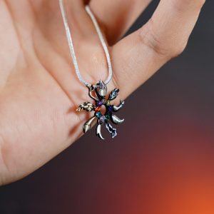 PREMIUM Fanmade Eevee Evolution Tail Flower Necklace, Handmade Silver 950 Pendant, Perfect Jewelry Gift for Pokemon and Eeveelution Fans