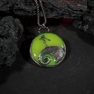 LIMITED Glowing Jack Skellington Necklace, Nightmare Before Christmas Jewelry, Spooky Halloween Pendant, Handmade Tim Burton Fan Gift