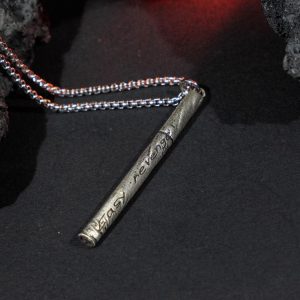 LIMITED "Easy Revenge!" Chainsaw Anime Necklace, Handmade Silver 950 Pendant, Aki & Himeno Tribute Jewelry, Gift for Anime and Manga Fans