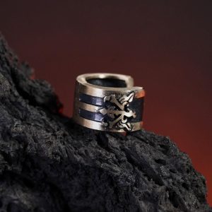 PREMIUM Joshua Rosfield's - Hoop Earring Silver950, Final Fantasy XVI-Inspired Black Earring,Perfect Fantasy Accessory for FFXVIFans