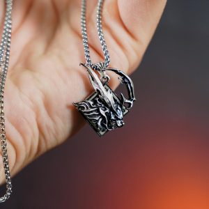 Exclusive Silver 950 Handmade Eikons Logo Ifrit, FFXVI Dominant Logo Jewelry, Ifrit & Bahamut Pendant, Final Fantasy XVI Fan Gift