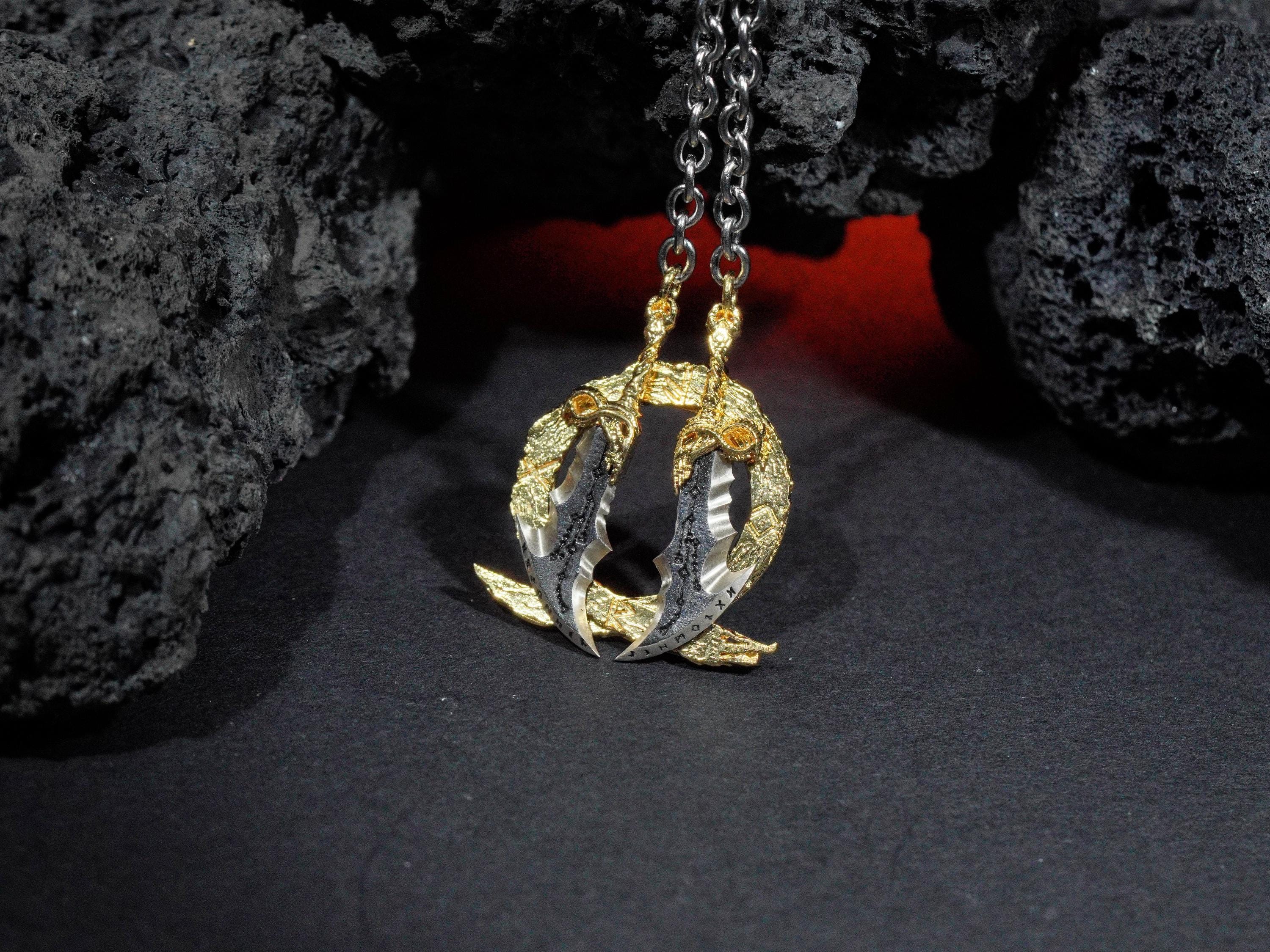 PREMIUM Blade of Chaos Necklace – God of War Ragnarok Jewelry – Kratos Cosplay Pendant – Handmade Gift for GOW Fans