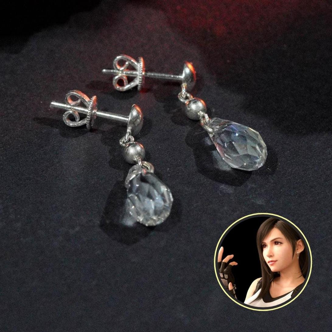 PREMIUM Handmade Final Fantasy VII Tifa Lockhart Earrings, FF7-Inspired Jewelry, Perfect Stud Earrings for Gamers, Cosplayers & Collectorsx