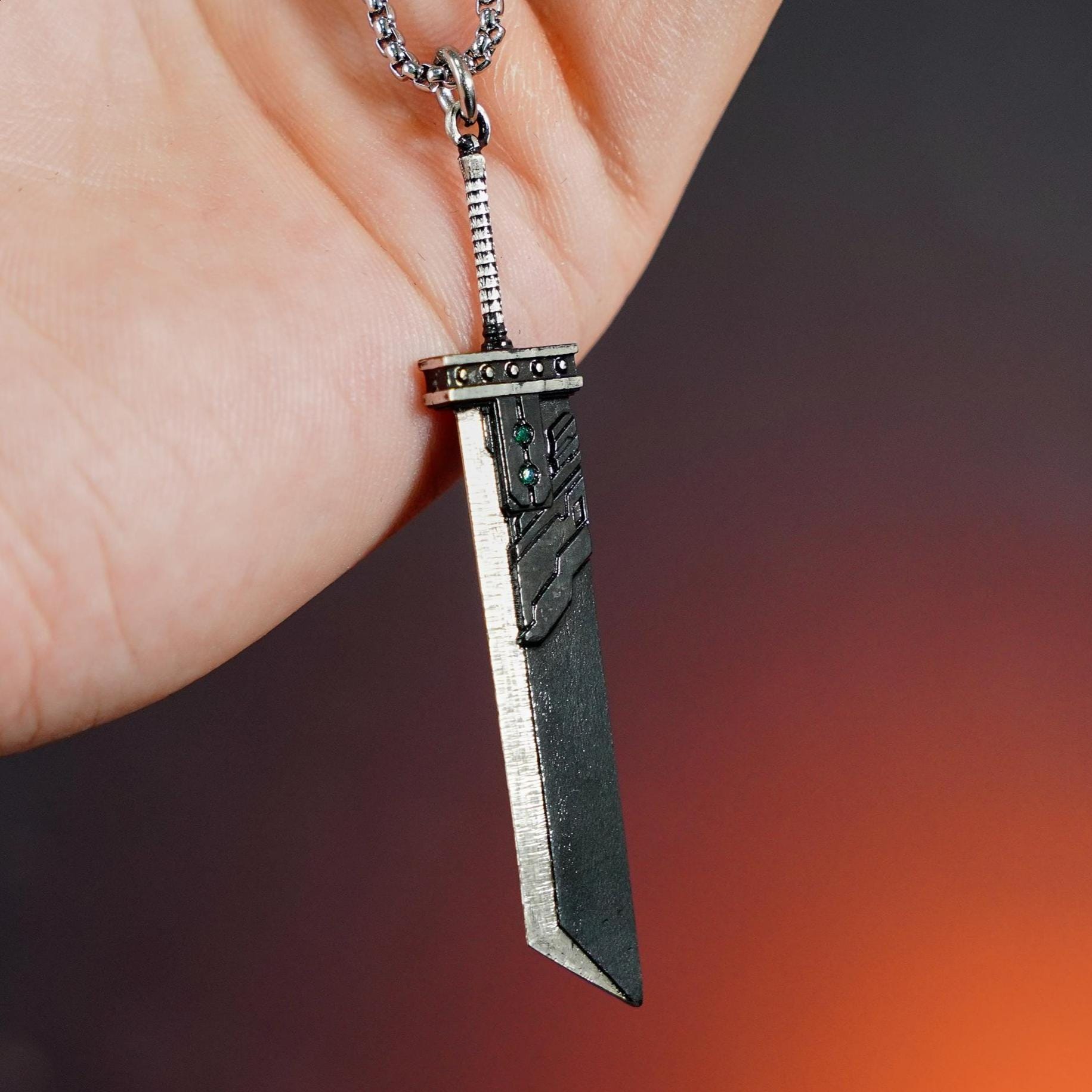 PREMIUM Fanmade Final Fantasy VII Rebirth Buster Sword Necklace, Silver 950 Pendant, FF7 Jewelry, Cloud Strife Inspired Pendant for Fans