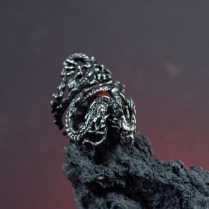 EXCLUSIVE Neydra Dragon Ring, Handmade 950 Silver Zelda Jewelry, Custom Tears of the Kingdom Ring, Fanmade Legend of Zelda Jewelry