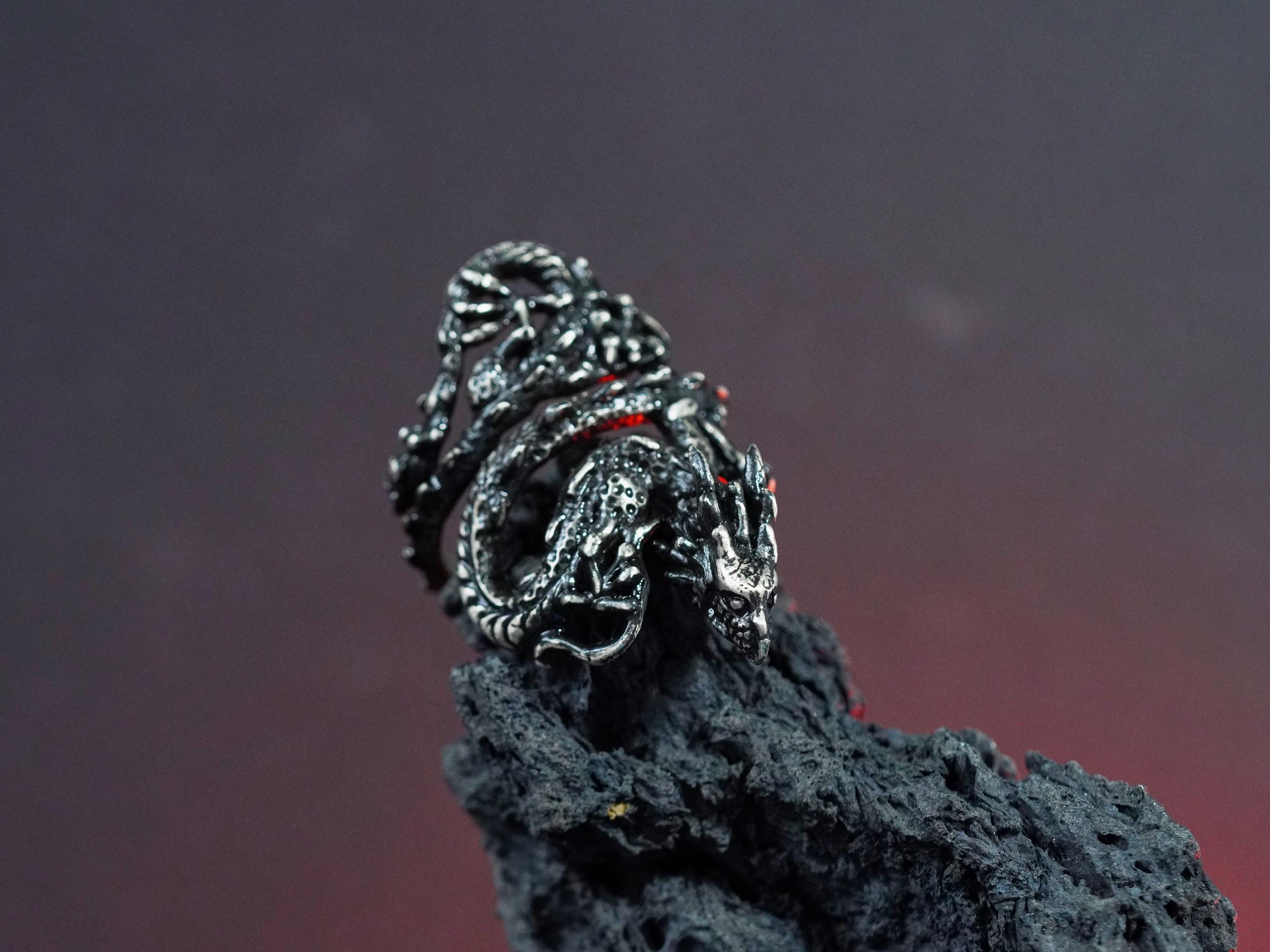 EXCLUSIVE Neydra Dragon Ring, Handmade 950 Silver Zelda Jewelry, Custom Tears of the Kingdom Ring, Fanmade Legend of Zelda Jewelry